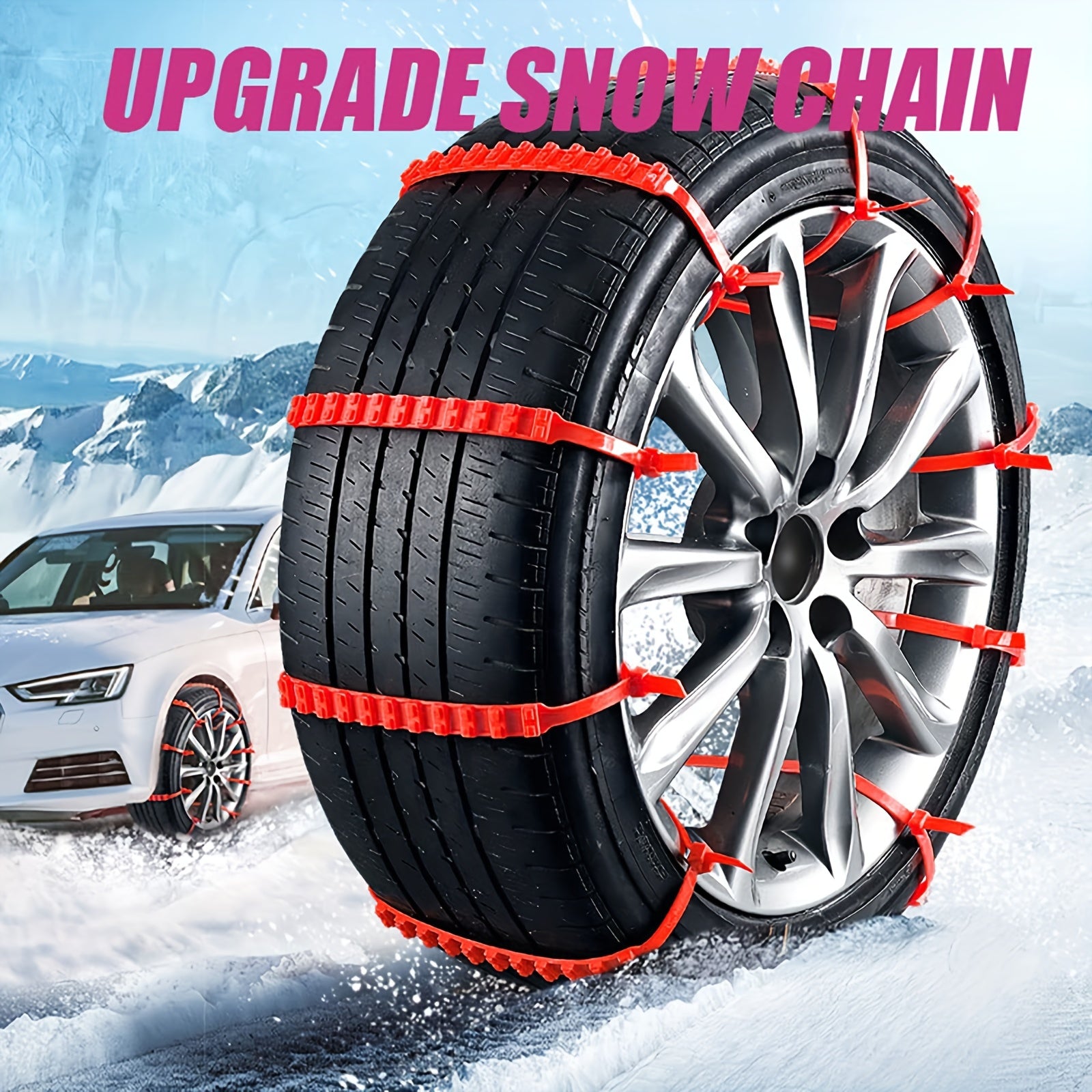 5pcs Reusable Car Snow Chains Universal Adjustable Emergency Portable Snow Tire