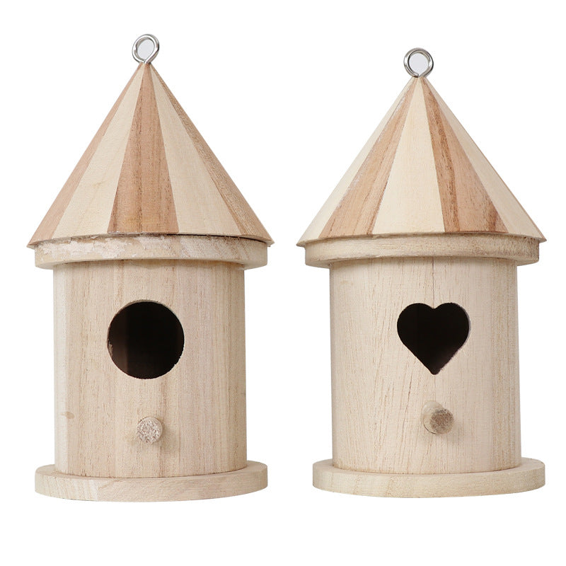 2pcs Wooden Bird Nests Hanging Bird House Outdoor Garden Decoration