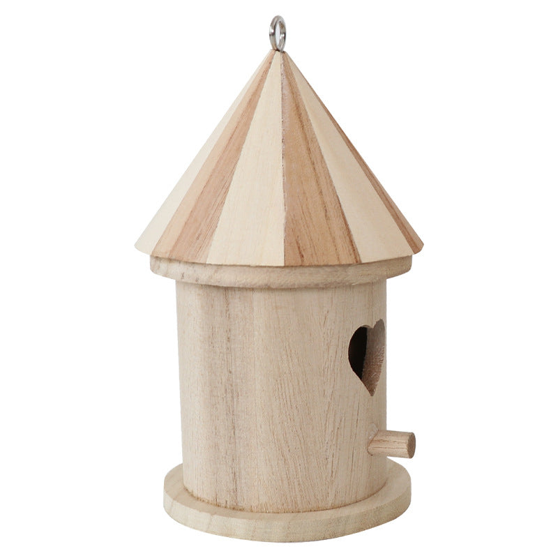 2pcs Wooden Bird Nests Hanging Bird House Outdoor Garden Decoration
