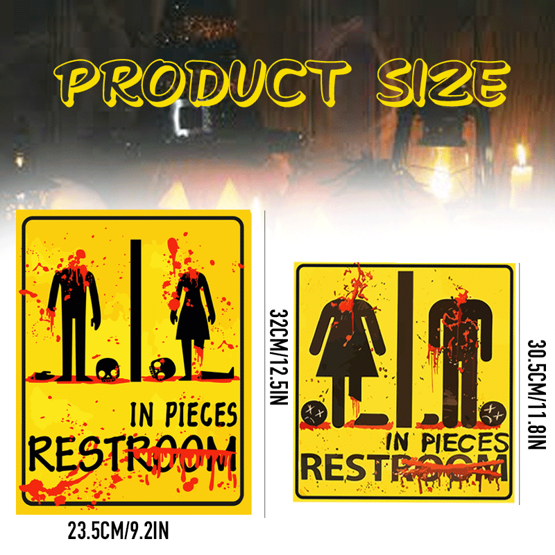 2pcs Halloween Bloody Toilet Sign Stickers - Horror Themed Party Decoration