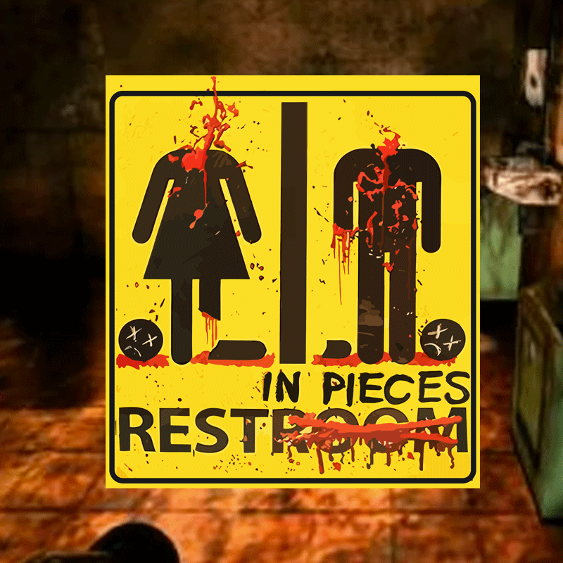 2pcs Halloween Bloody Toilet Sign Stickers - Horror Themed Party Decoration