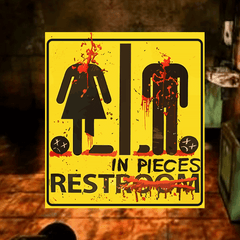 2pcs Halloween Bloody Toilet Sign Stickers - Horror Themed Party Decoration