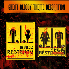 2pcs Halloween Bloody Toilet Sign Stickers - Horror Themed Party Decoration
