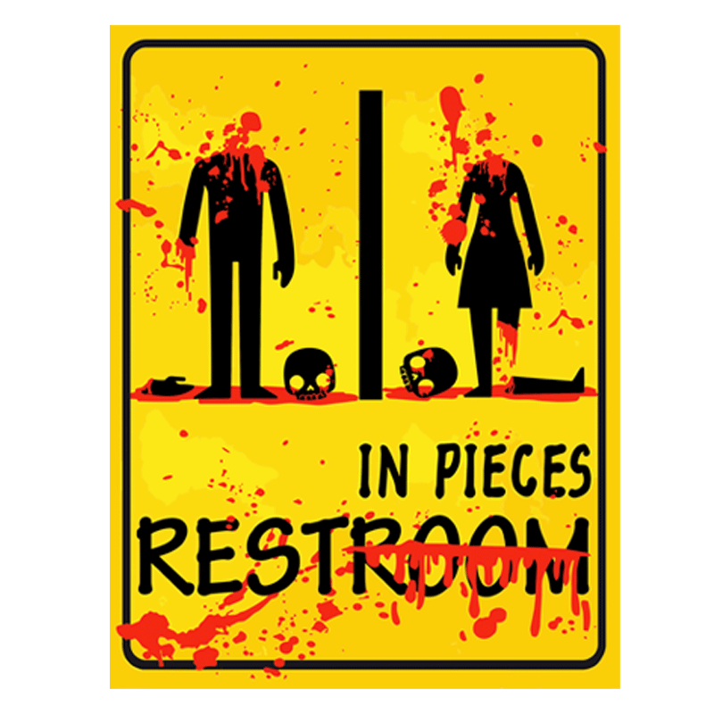 2pcs Halloween Bloody Toilet Sign Stickers - Horror Themed Party Decoration