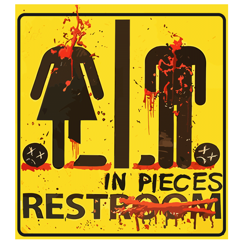 2pcs Halloween Bloody Toilet Sign Stickers - Horror Themed Party Decoration