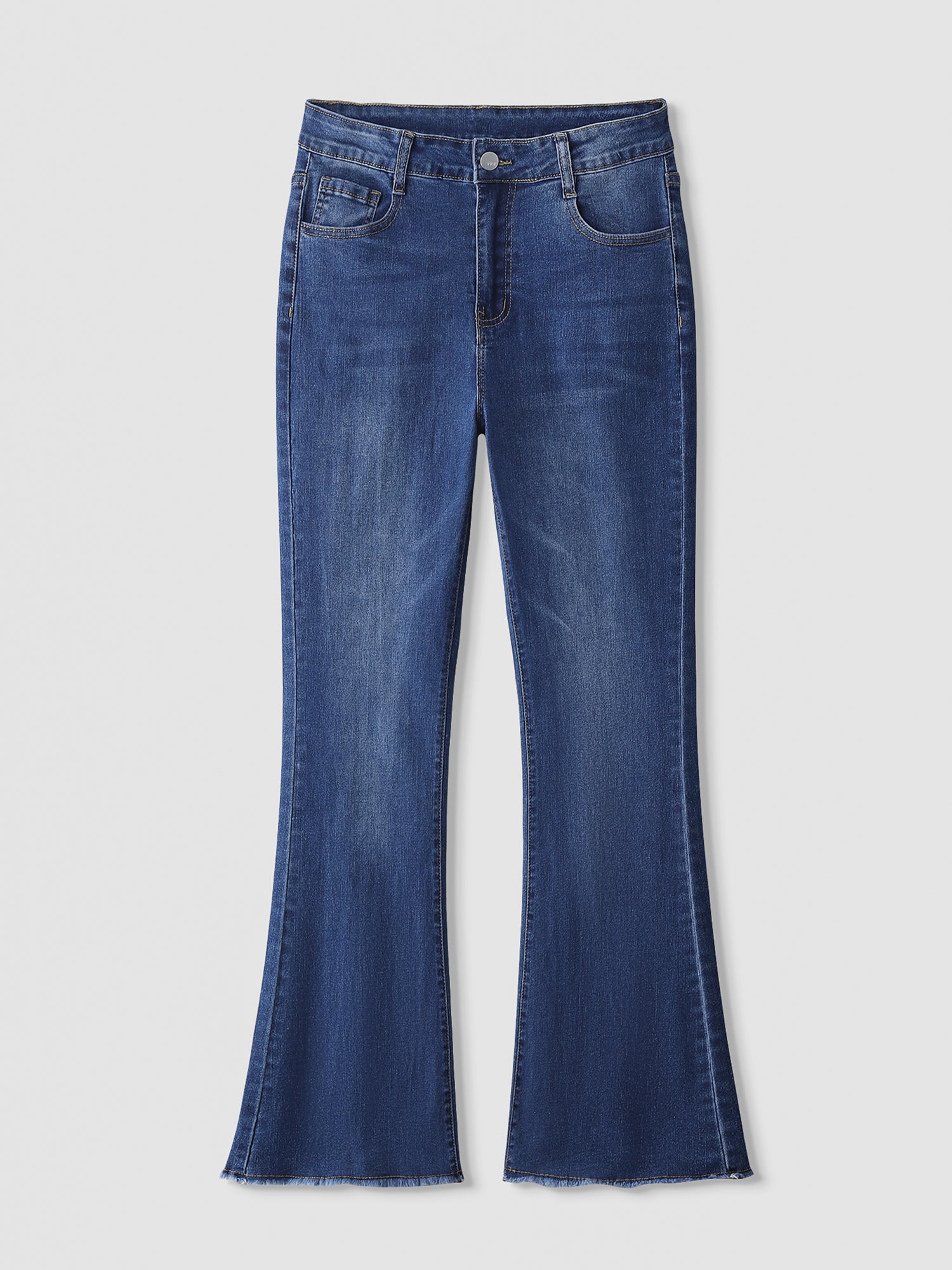 High Rise Button Fly Flare Leg Jeans