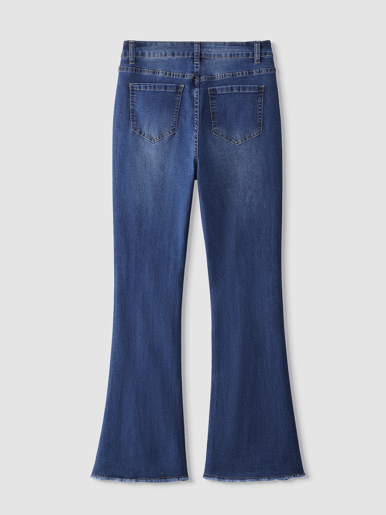 High Rise Button Fly Flare Leg Jeans