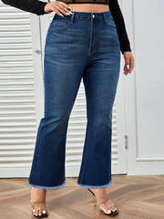 High Rise Button Fly Flare Leg Jeans