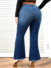 High Rise Button Fly Flare Leg Jeans