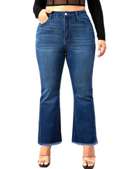 High Rise Button Fly Flare Leg Jeans