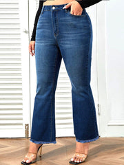 High Rise Button Fly Flare Leg Jeans