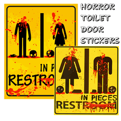 2pcs Halloween Bloody Toilet Sign Stickers - Horror Themed Party Decoration