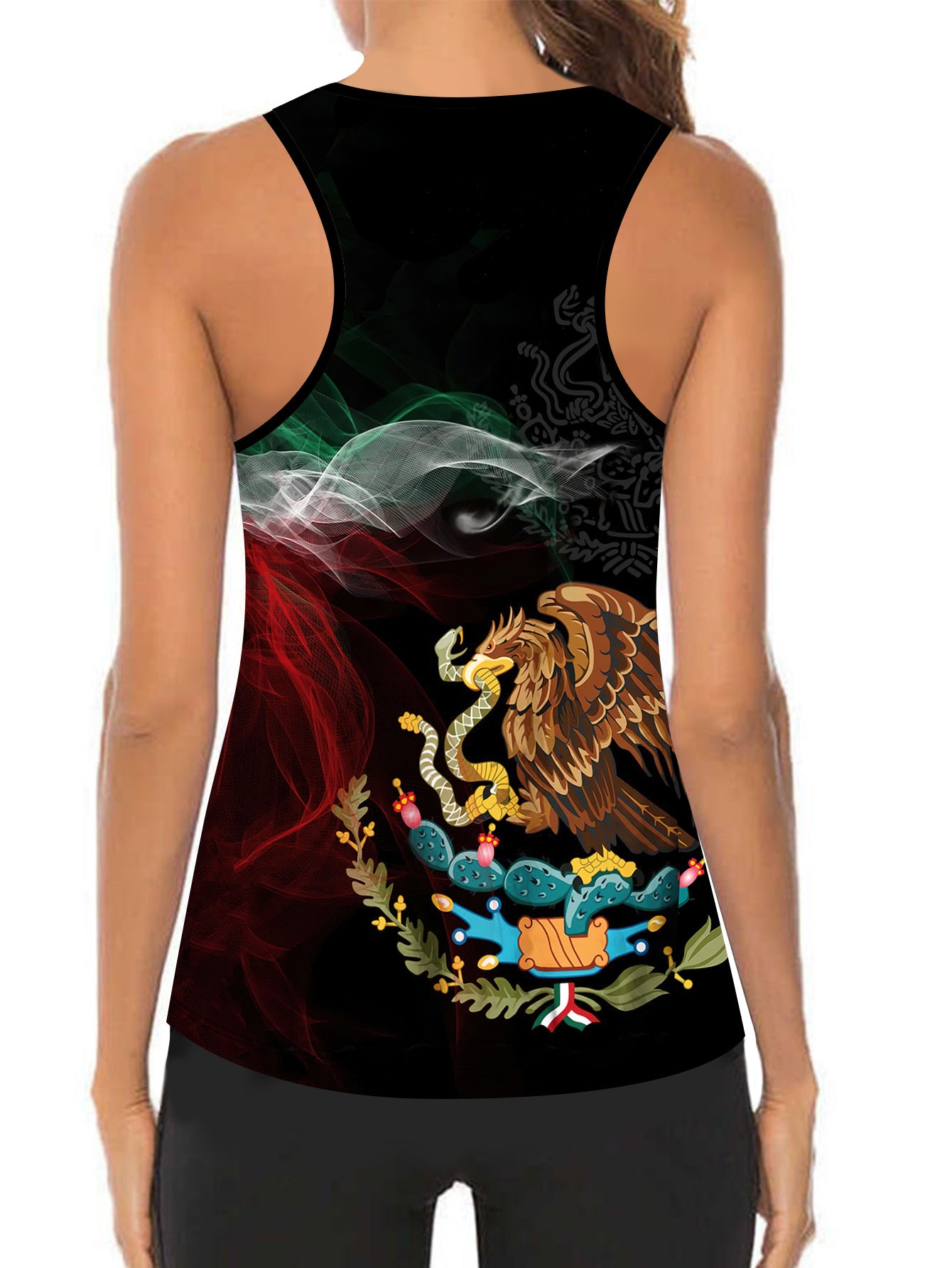 Graphic Print Tank Top & Leggings Fitness Outfit Set