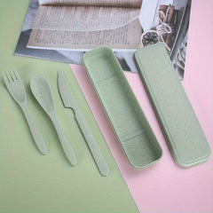 3-In-1 Camping Utensil Set with Case - Reusable Travel Utensils