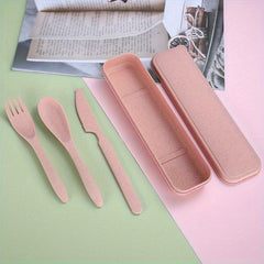 3-In-1 Camping Utensil Set with Case - Reusable Travel Utensils