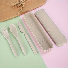 3-In-1 Camping Utensil Set with Case - Reusable Travel Utensils