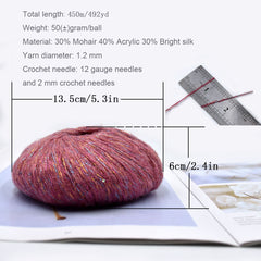 Sequined Knitting Yarn Crochet DIY Soft Lace Wool Thread