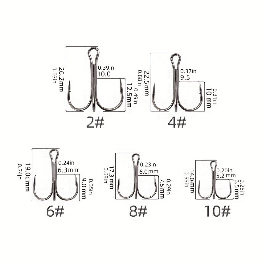 49pcs High Carbon Steel Treble Fishing Hooks Set With Box