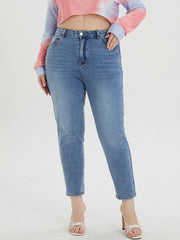Women's Plus Washed Button Fly High Rise Stretch Jeans