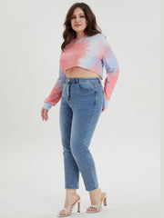 Women's Plus Washed Button Fly High Rise Stretch Jeans