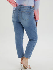 Women's Plus Washed Button Fly High Rise Stretch Jeans