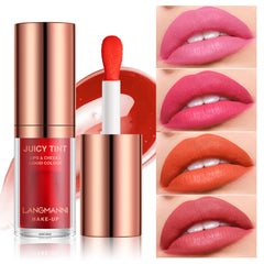 4-in-1 Lipstick Cheek Rouge: Velvet Texture, Long Lasting & Waterproof