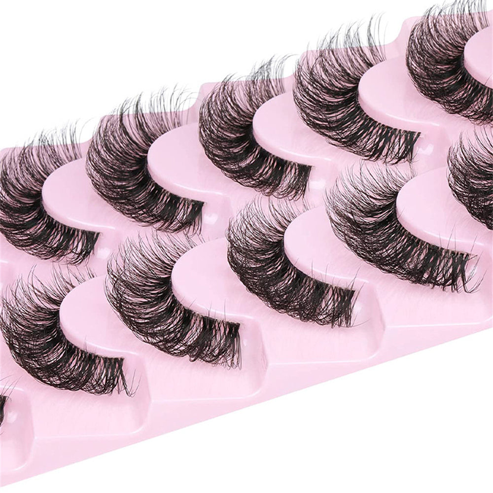 10 Pairs 6D Fluffy Faux Mink Cat Eye False Eyelashes