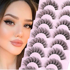10 Pairs 6D Fluffy Faux Mink Cat Eye False Eyelashes