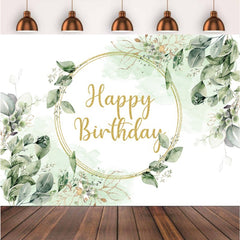 Neutral Greenery Birthday Backdrop Succulent Eucalyptus Leaves