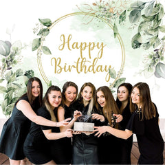 Neutral Greenery Birthday Backdrop Succulent Eucalyptus Leaves