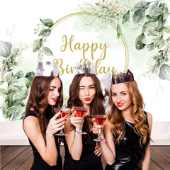 Neutral Greenery Birthday Backdrop Succulent Eucalyptus Leaves