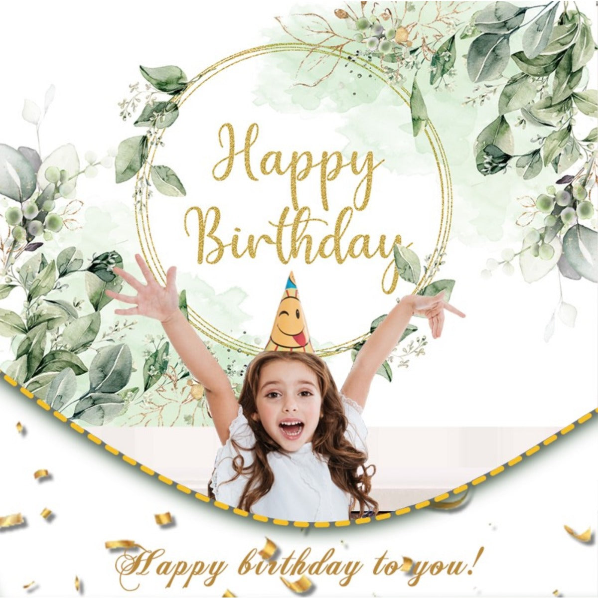 Neutral Greenery Birthday Backdrop Succulent Eucalyptus Leaves