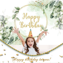 Neutral Greenery Birthday Backdrop Succulent Eucalyptus Leaves