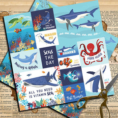 20pcs Large Size Marine Organism Material Paper Retro Journal For Background DIY