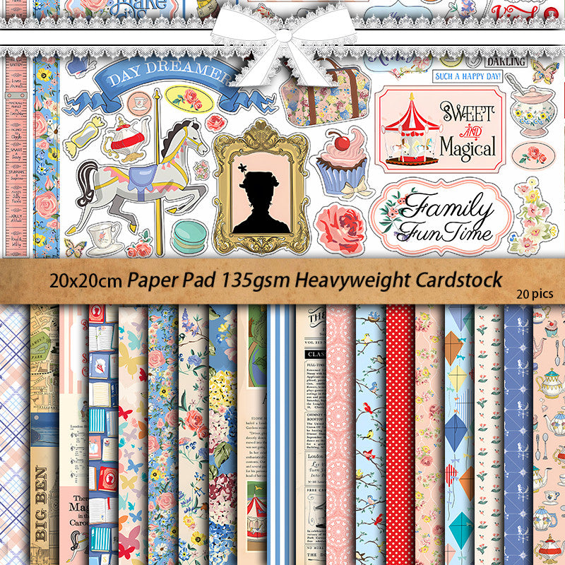 20pcs Retro Garden Paper for DIY Gift and Crafts