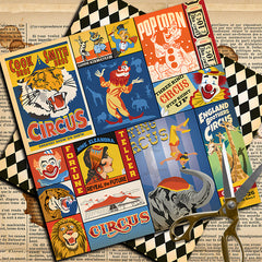 20pcs Circus Material Paper Retro Journal for DIY Gift Arts Crafts