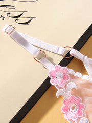 5pcs Floral Embroidery Thongs Mesh Panties Women's Lingerie