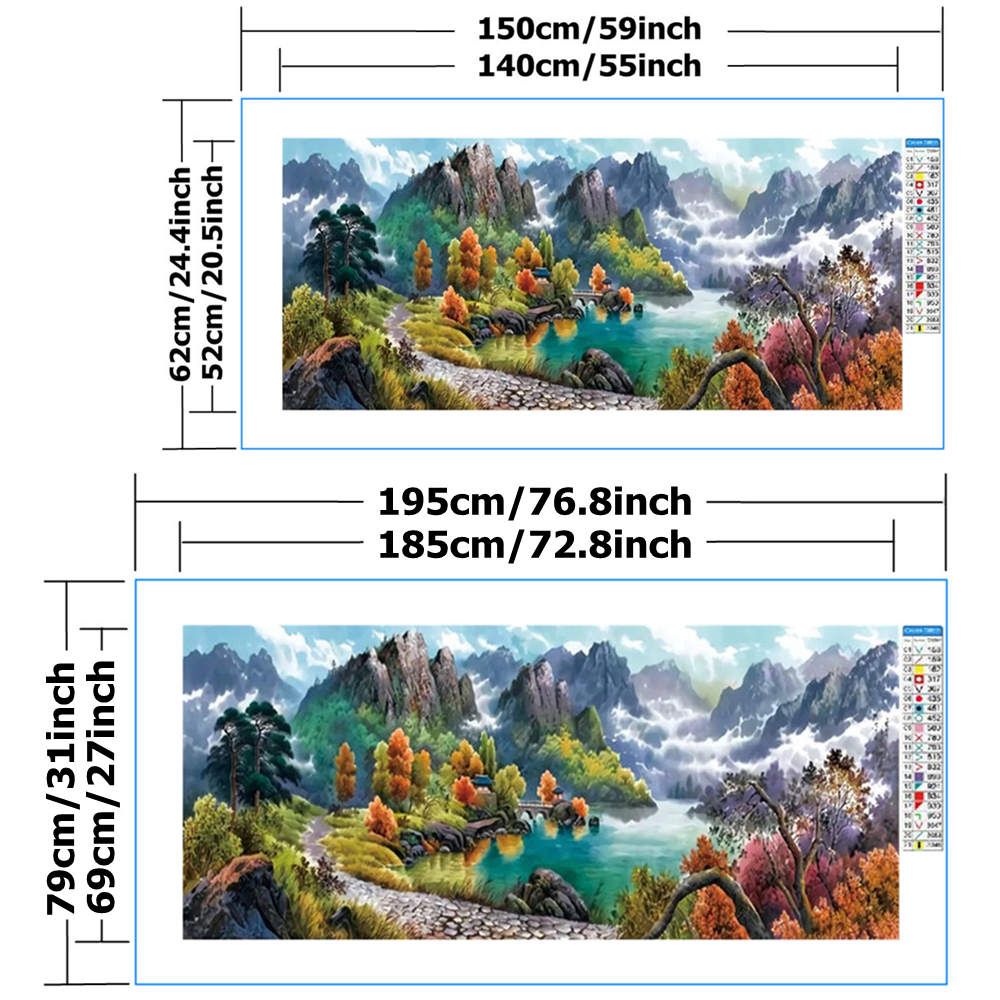 Mountain River Landscape Cross Stitch Kit Home Decor