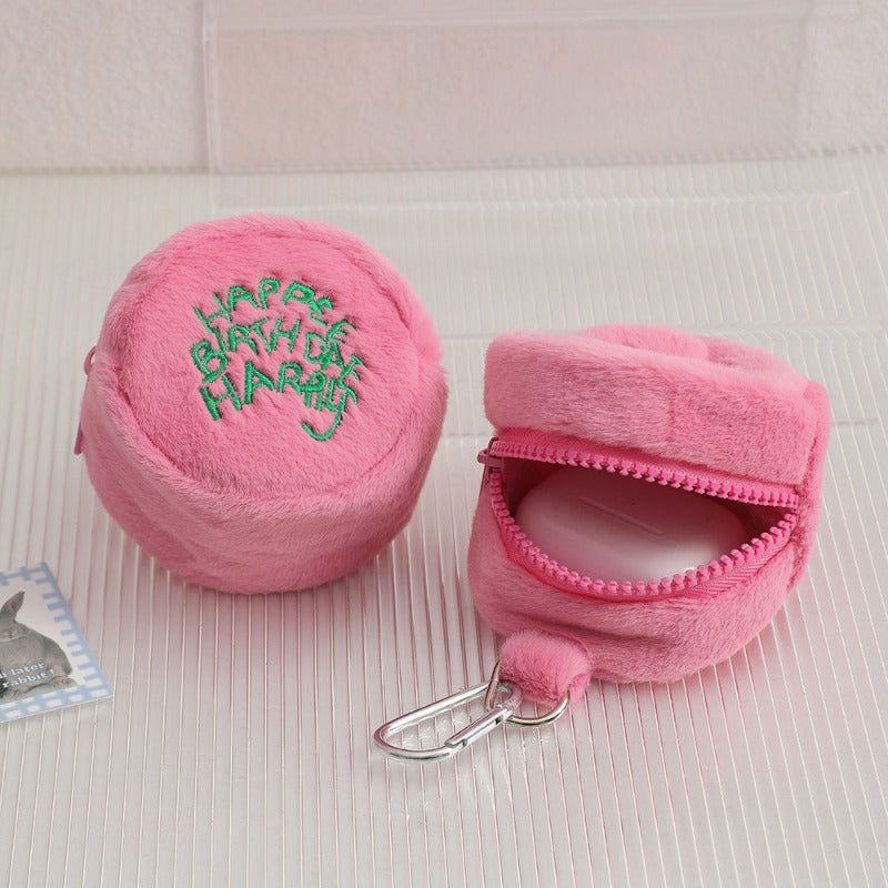 Mini Plush Makeup Bag Headphone Organizer Coin Purse Hanging Bag