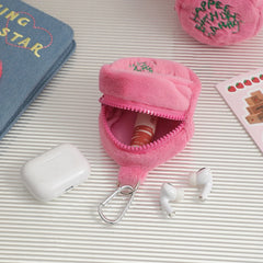 Mini Plush Makeup Bag Headphone Organizer Coin Purse Hanging Bag