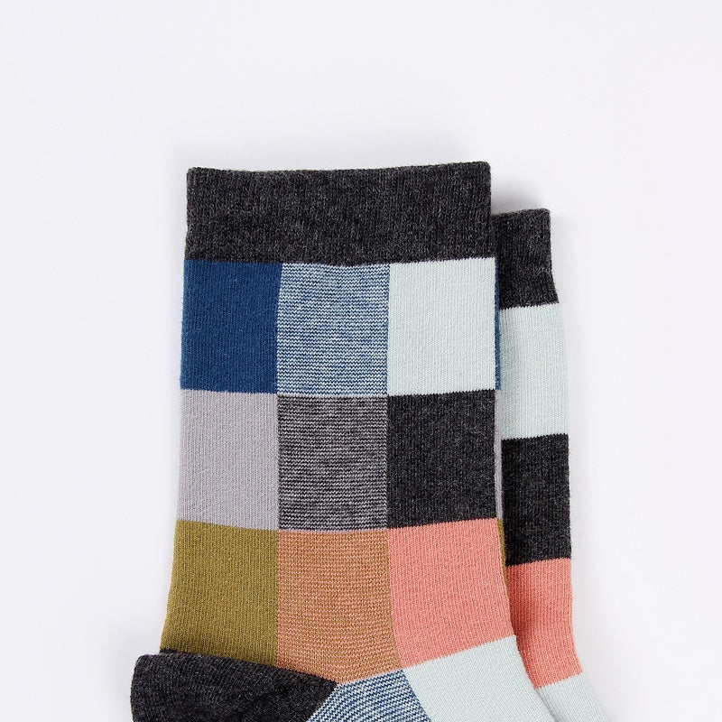 5 Pairs Men's Cotton Plaid Quarter Socks