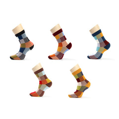 5 Pairs Men's Cotton Plaid Quarter Socks