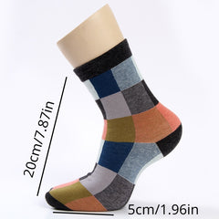 5 Pairs Men's Cotton Plaid Quarter Socks