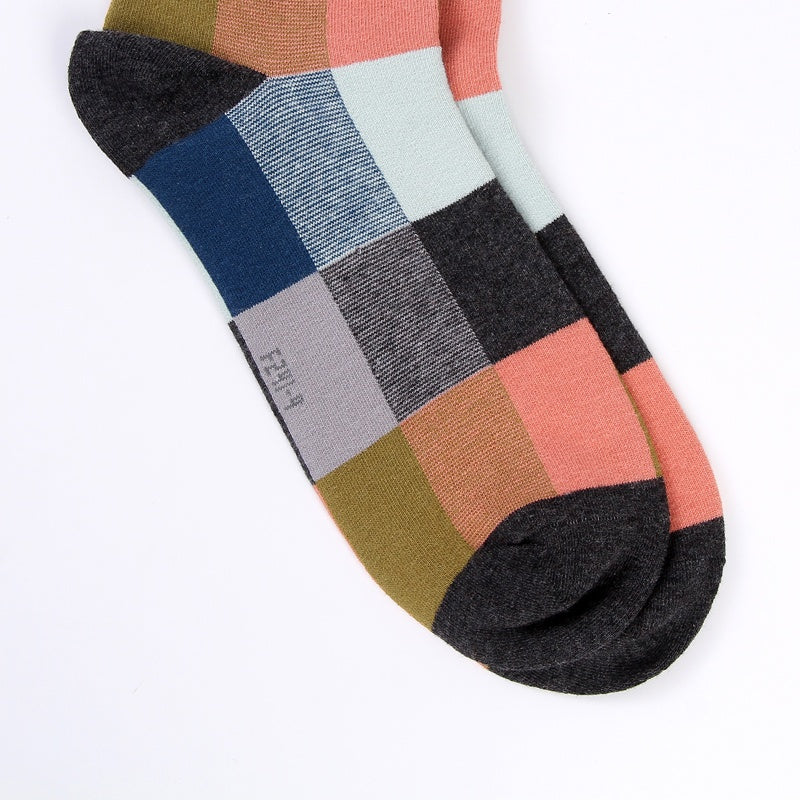 5 Pairs Men's Cotton Plaid Quarter Socks
