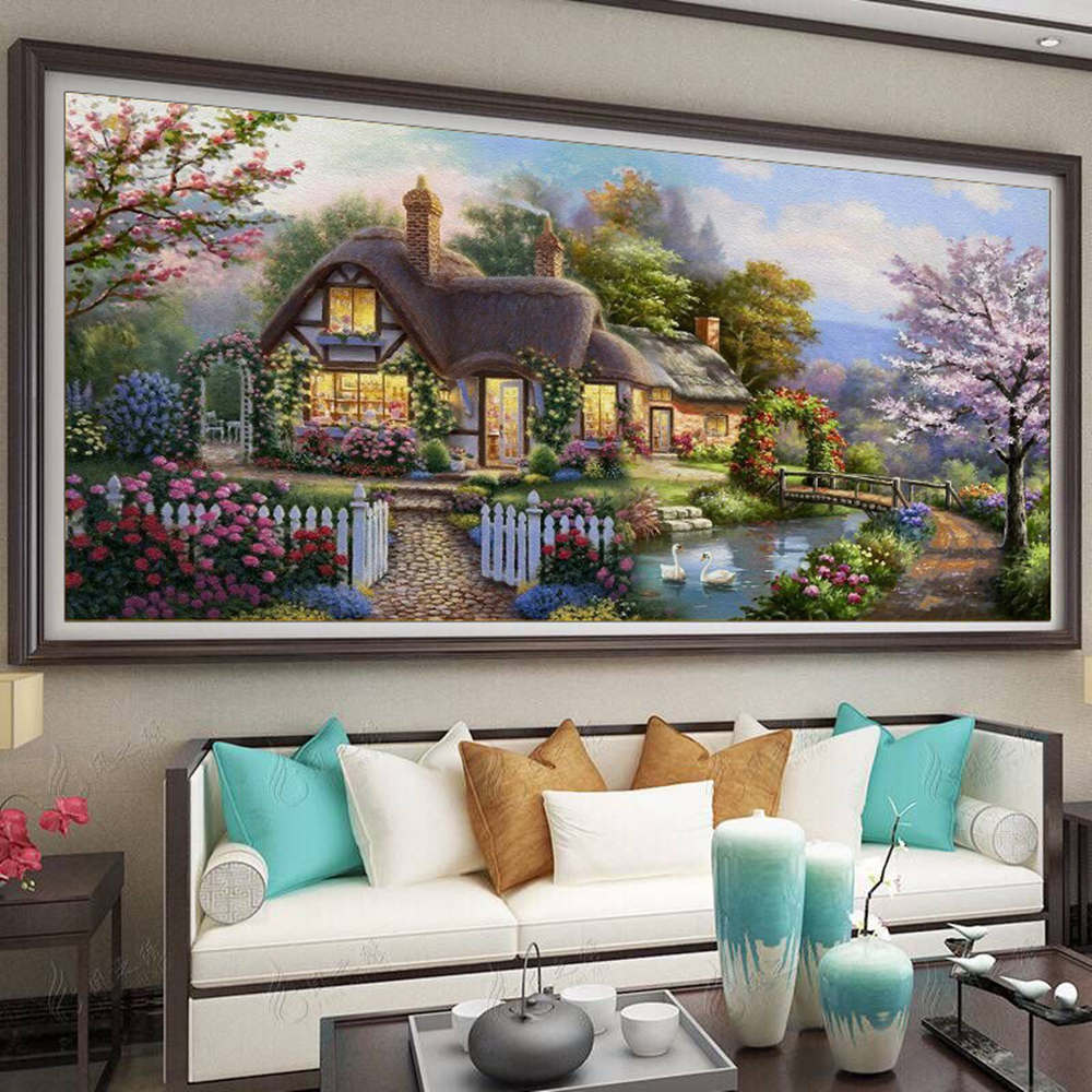 DIY Landscape Painting Cross Stitch Kit - Garden Hut Dream Home