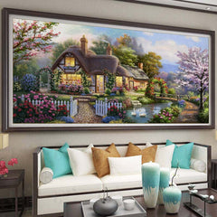 DIY Landscape Painting Cross Stitch Kit - Garden Hut Dream Home