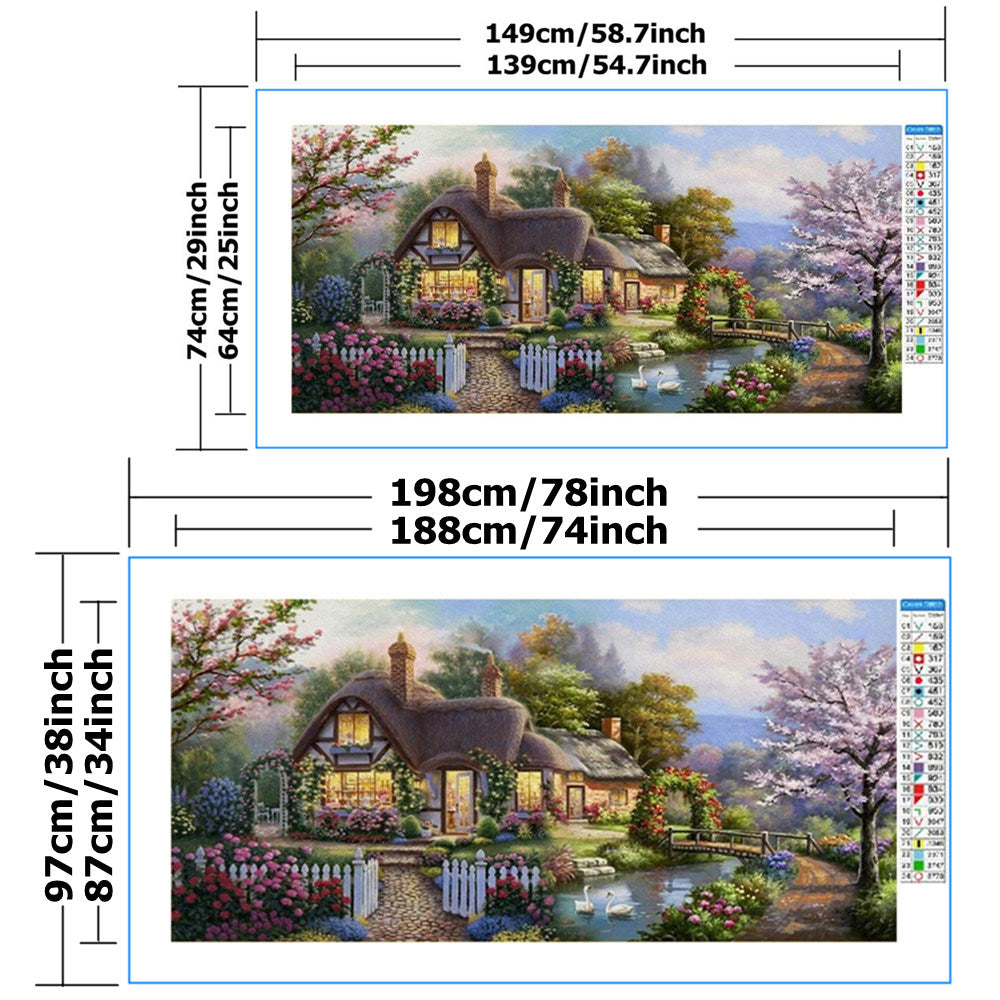 DIY Landscape Painting Cross Stitch Kit - Garden Hut Dream Home