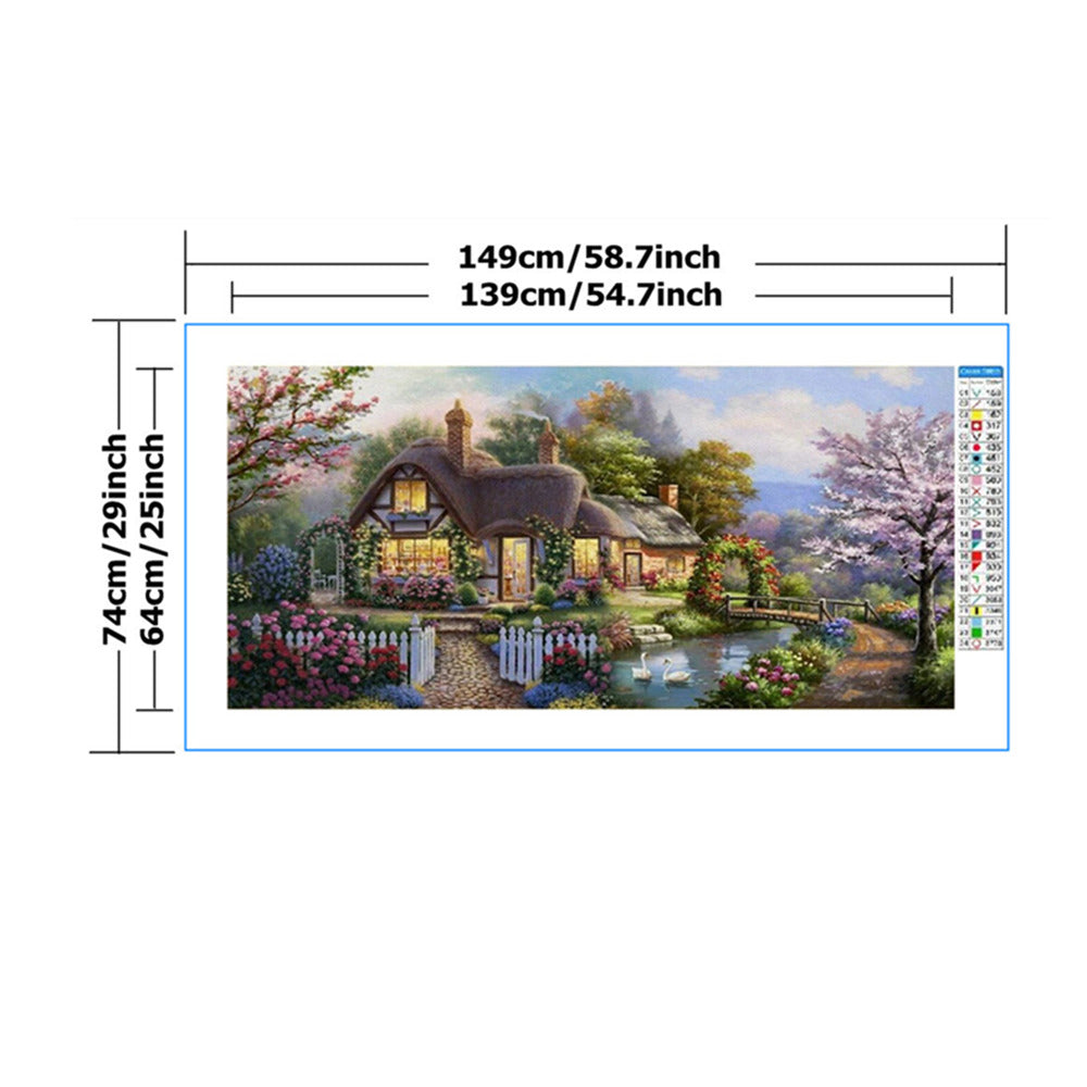 DIY Landscape Painting Cross Stitch Kit - Garden Hut Dream Home