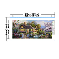 DIY Landscape Painting Cross Stitch Kit - Garden Hut Dream Home