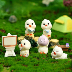 Mini Resin Reading Painting Duck Statues Landscapes DIY Fairy Garden